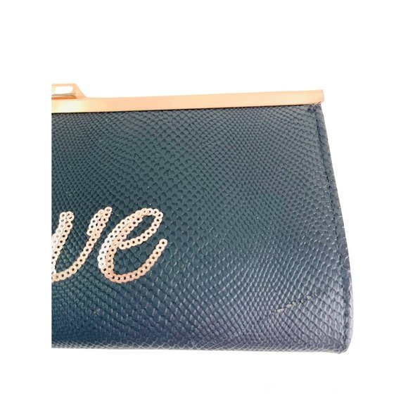 Clutch Purse "Love" Bling INC International Concepts Black Gold 10.25" x 5" NEW - Picture 4 of 11